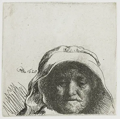 The Artist's Mother, Head only, Full Face Rembrandt